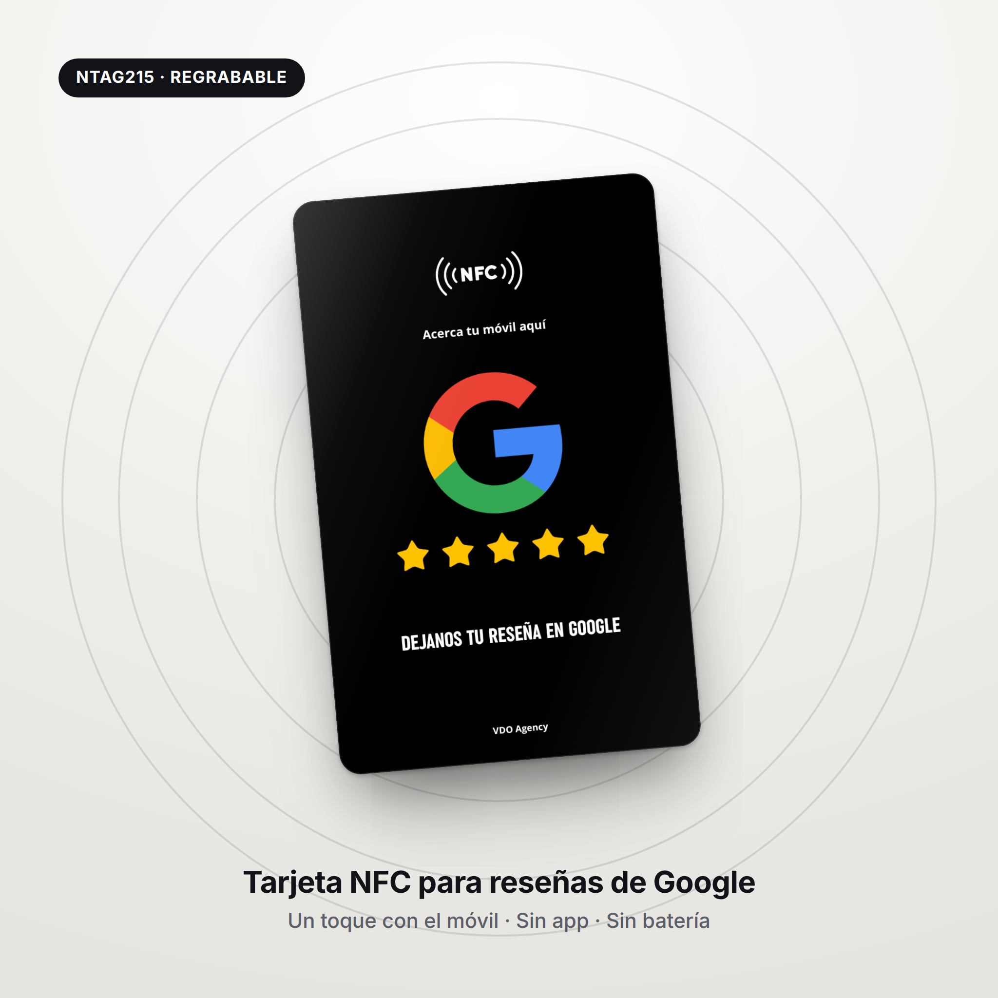 Tarjeta NFC para Reseñas de Google — Programada con tu enlace | Sin app · Regrabable