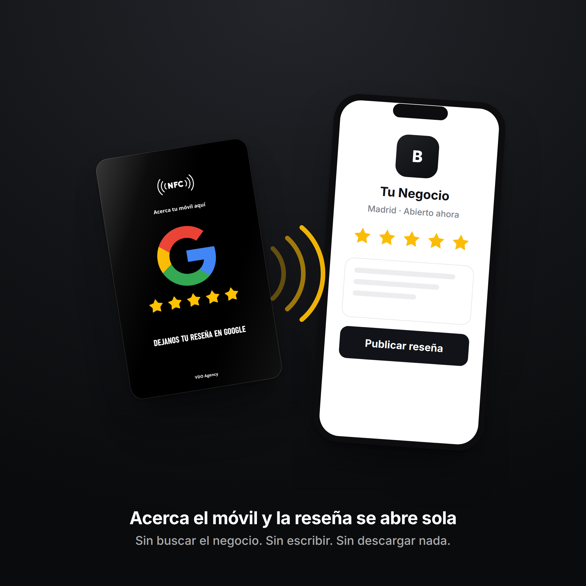 Tarjeta NFC para Reseñas de Google — Programada con tu enlace | Sin app · Regrabable