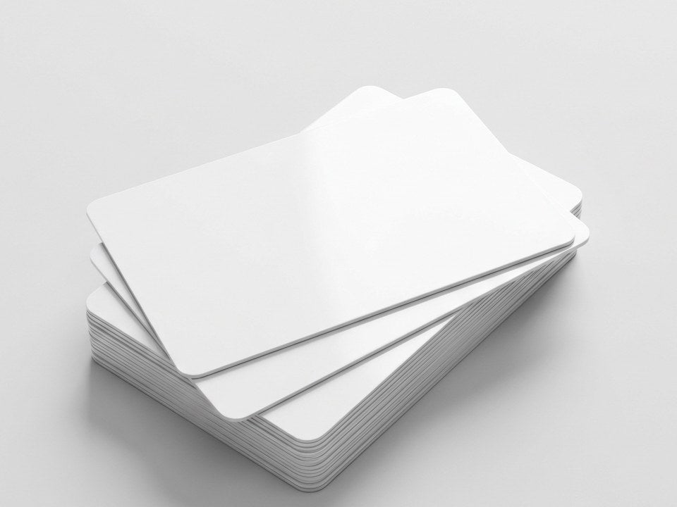 Tarjetas de PVC blancas en blanco listas para imprimir