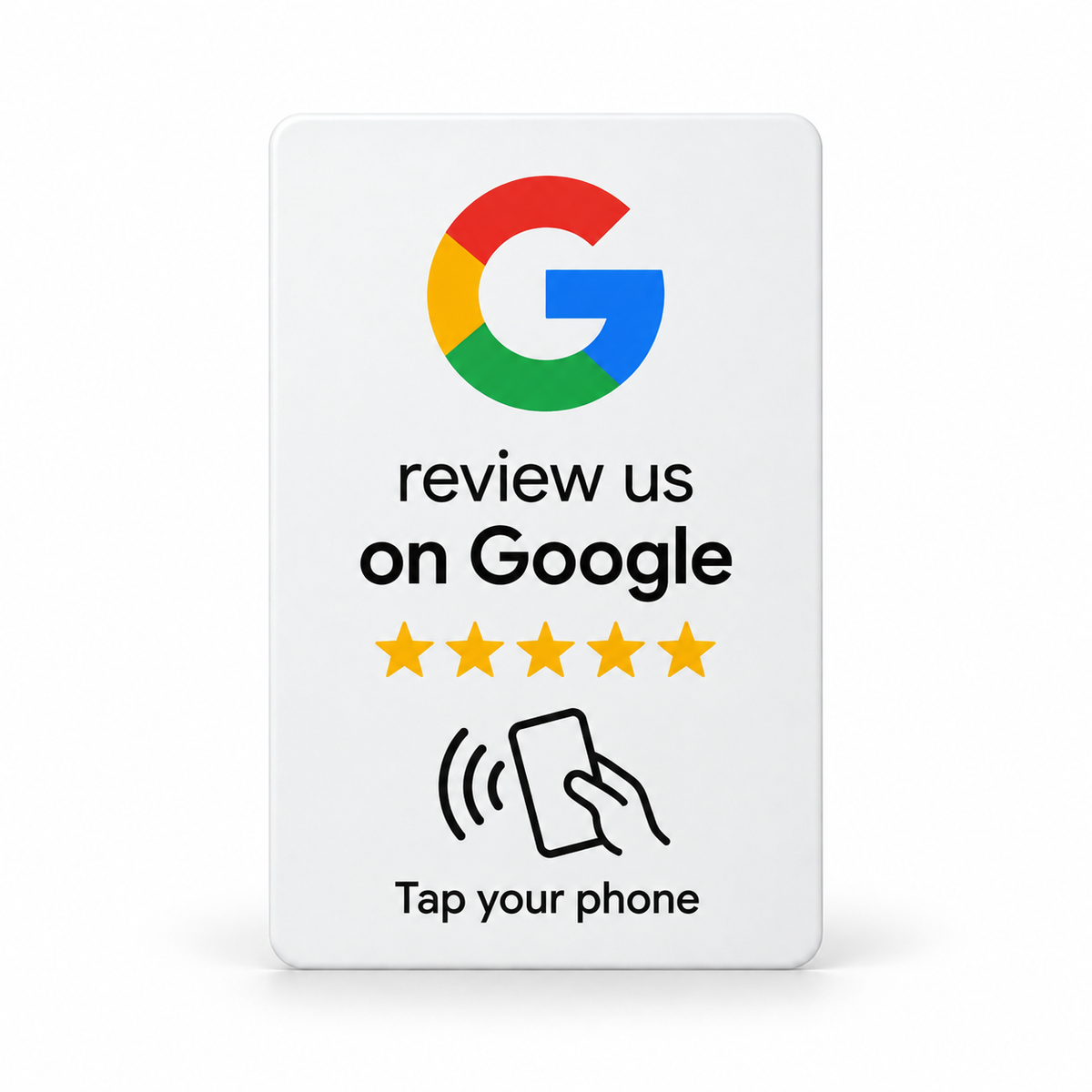 Reverso completo de la tarjeta NFC Google Diseño G blanca con indicación NFC
